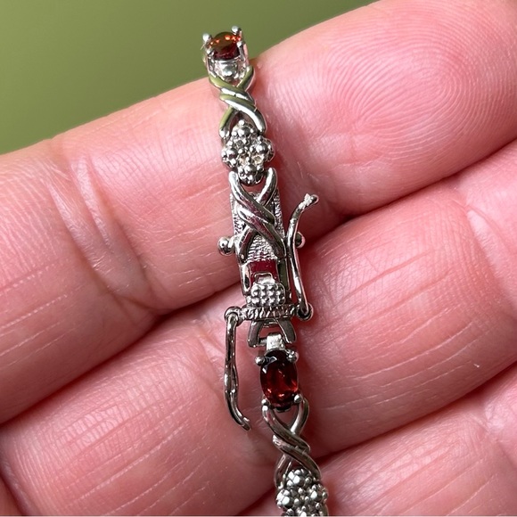 Silver and “Garnet” and CZ Tennis Bracelet - Picture 5 of 6